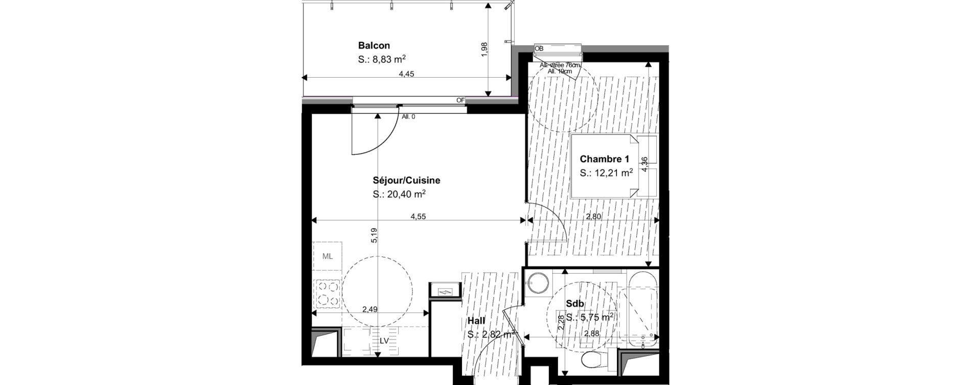 Appartement T2 de 41,18 m2 &agrave; Mulhouse Drouot - barban&egrave;gre