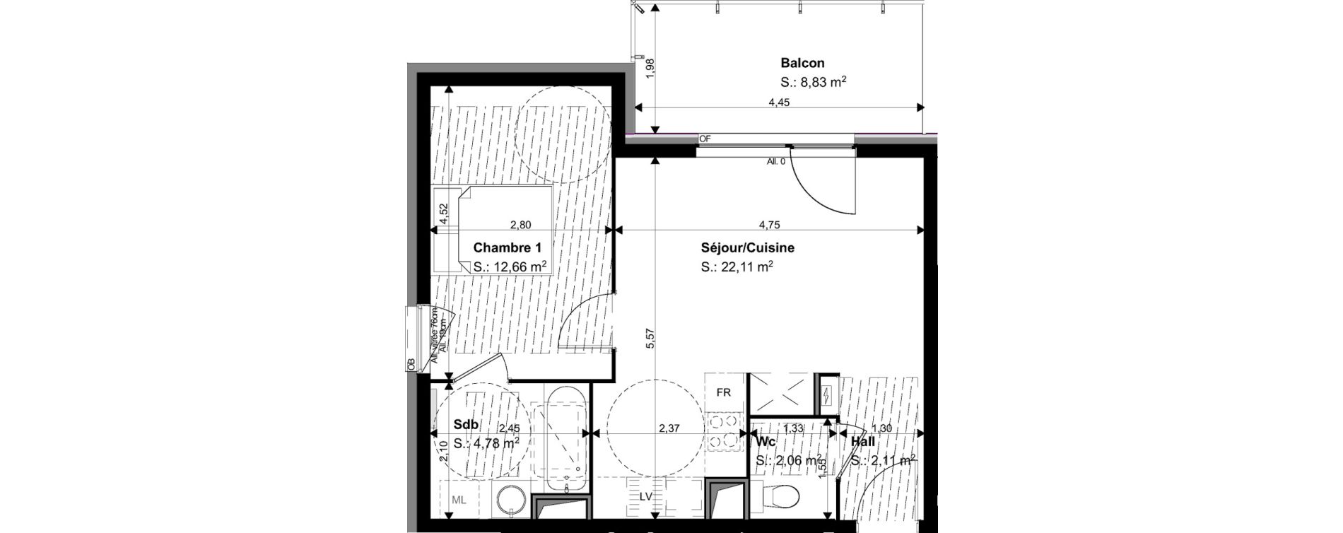 Appartement T2 de 43,72 m2 &agrave; Mulhouse Drouot - barban&egrave;gre