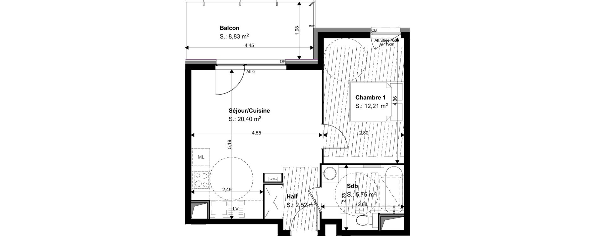 Appartement T2 de 41,18 m2 &agrave; Mulhouse Drouot - barban&egrave;gre