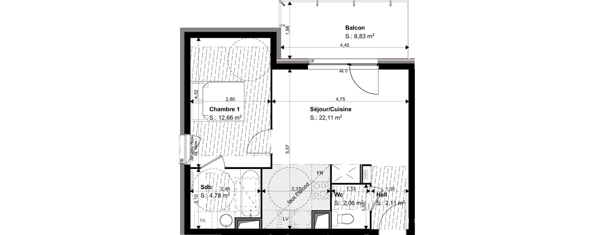 Appartement T2 de 43,72 m2 &agrave; Mulhouse Drouot - barban&egrave;gre