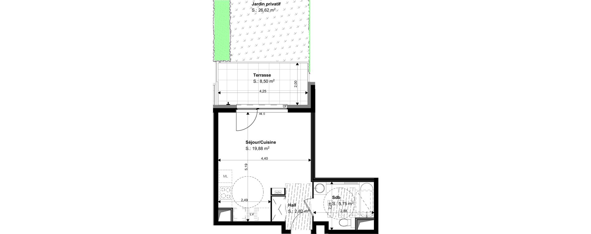 Appartement T1 de 28,45 m2 &agrave; Mulhouse Drouot - barban&egrave;gre