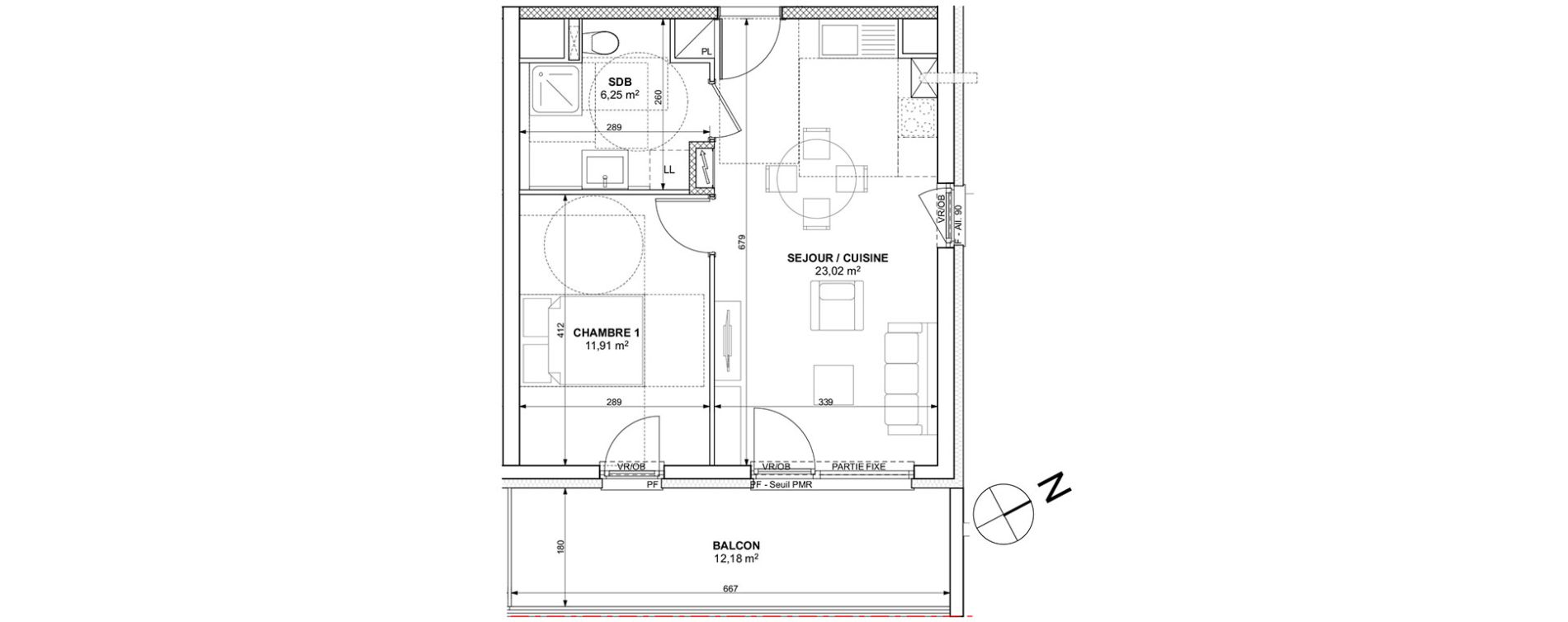 Appartement T2 de 41,18 m2 &agrave; Mulhouse Europe - bassin - nordfeld