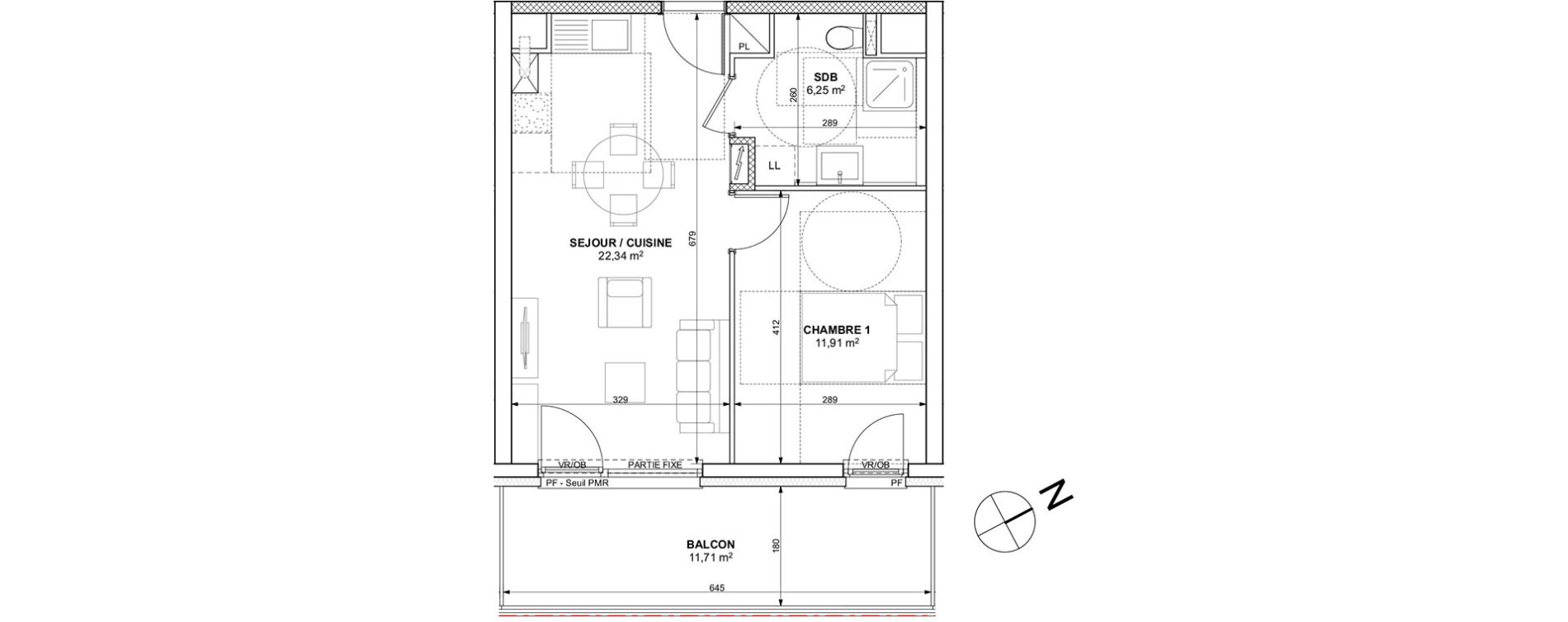 Appartement T2 de 40,50 m2 &agrave; Mulhouse Europe - bassin - nordfeld