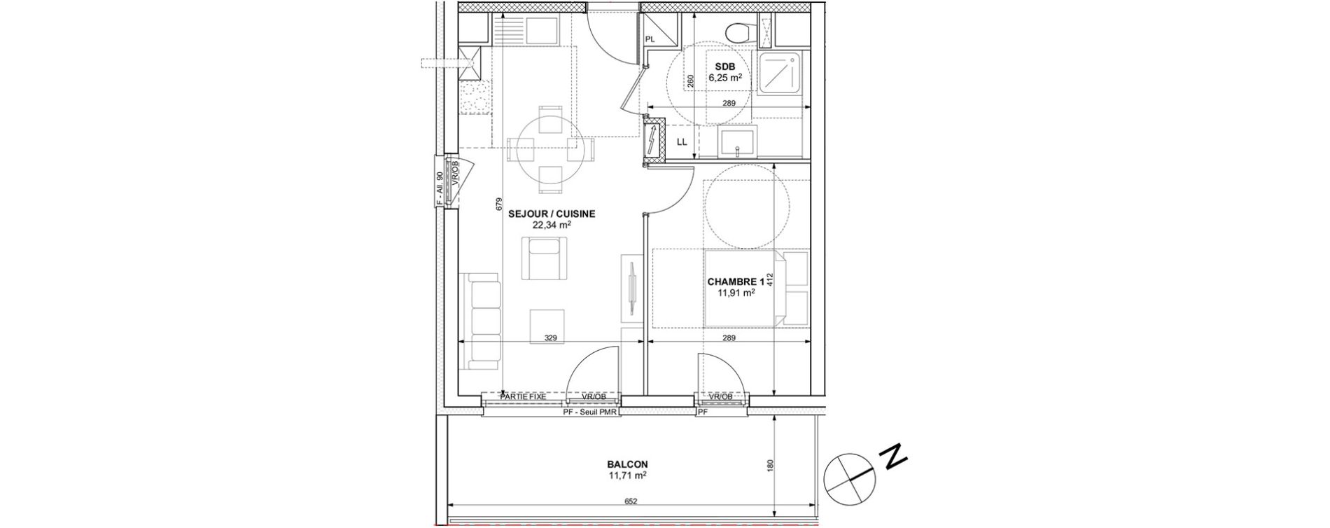 Appartement T2 de 40,50 m2 &agrave; Mulhouse Europe - bassin - nordfeld