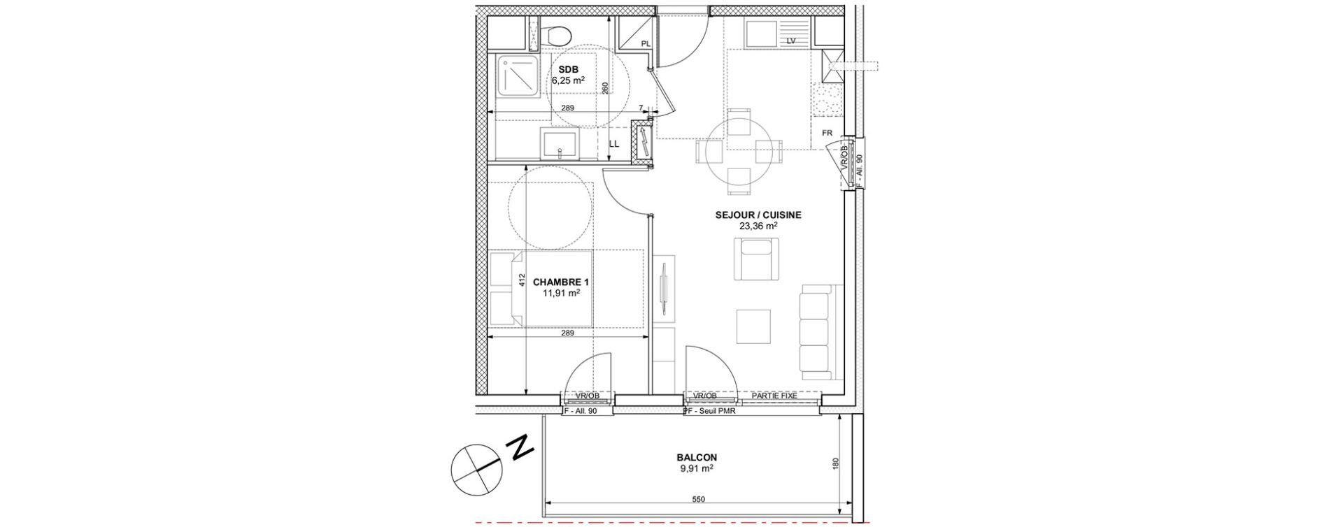 Appartement T2 de 41,52 m2 &agrave; Mulhouse Europe - bassin - nordfeld