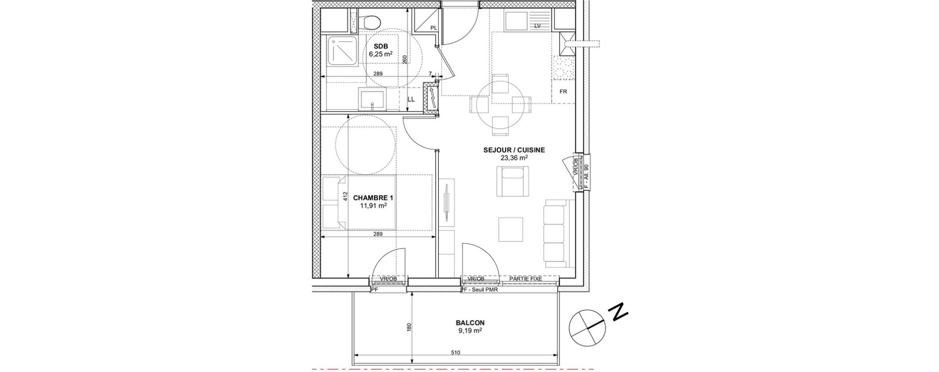 Appartement T2 de 62,63 m2 &agrave; Mulhouse Europe - bassin - nordfeld