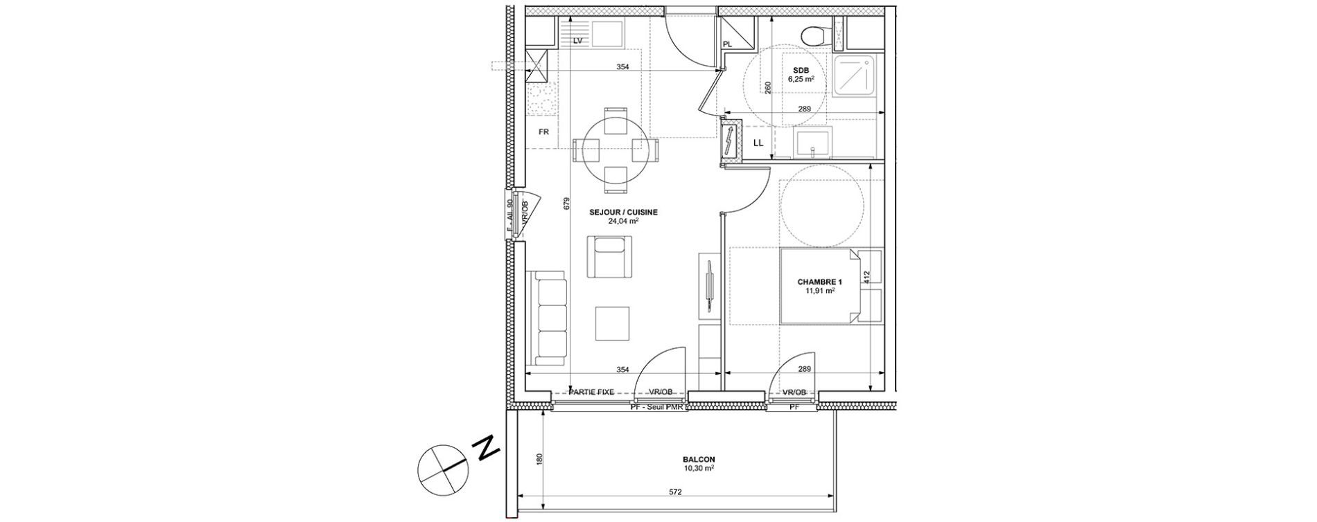 Appartement T2 de 42,20 m2 &agrave; Mulhouse Europe - bassin - nordfeld