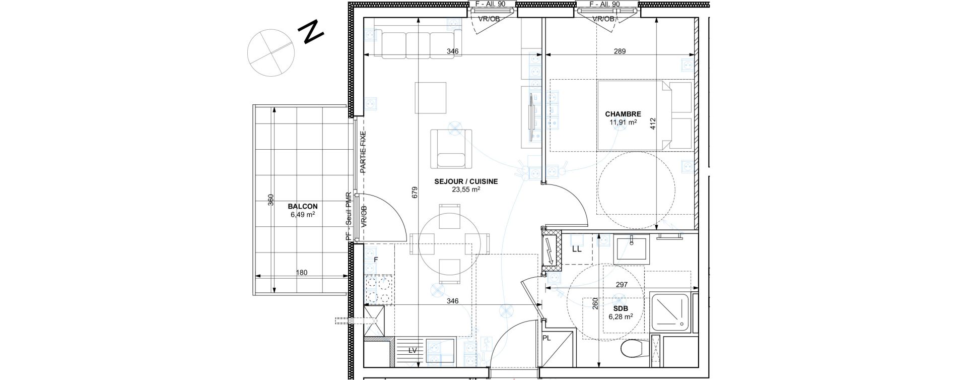 Appartement T2 de 41,74 m2 &agrave; Mulhouse Europe - bassin - nordfeld