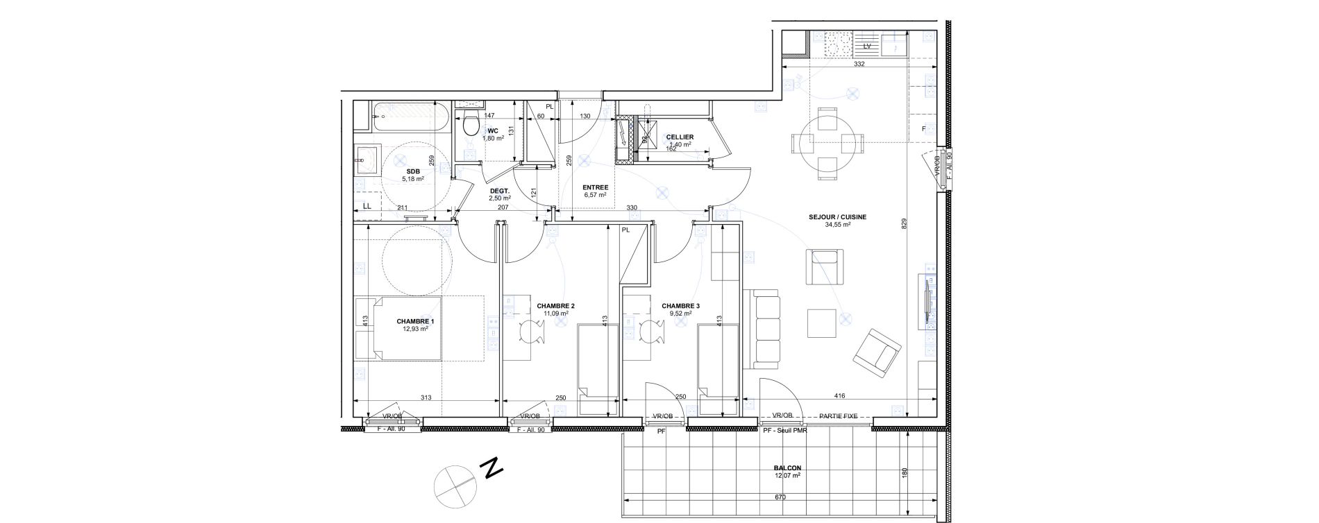 Appartement T4 de 85,54 m2 &agrave; Mulhouse Europe - bassin - nordfeld