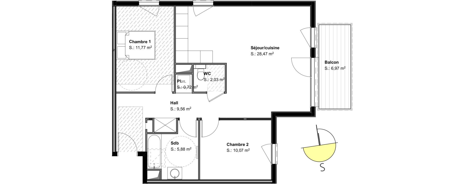 Appartement T3 de 68,50 m2 &agrave; Mulhouse Wolf - wagner