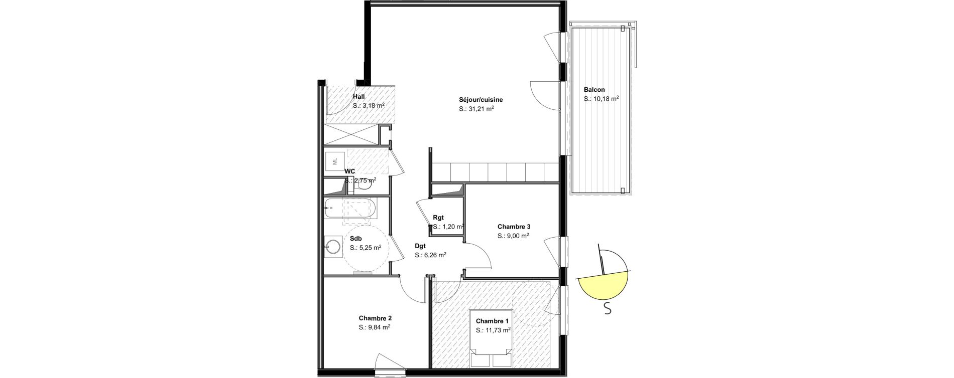 Appartement T4 de 80,42 m2 &agrave; Mulhouse Wolf - wagner