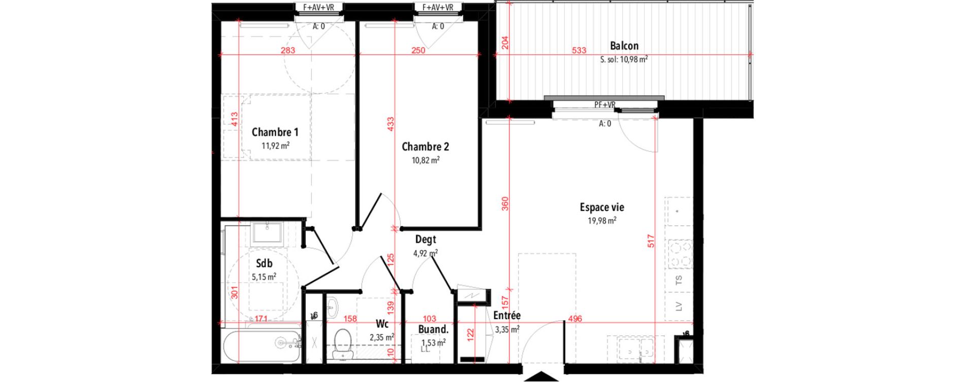 Appartement T3 de 60,02 m2 &agrave; Rixheim Centre