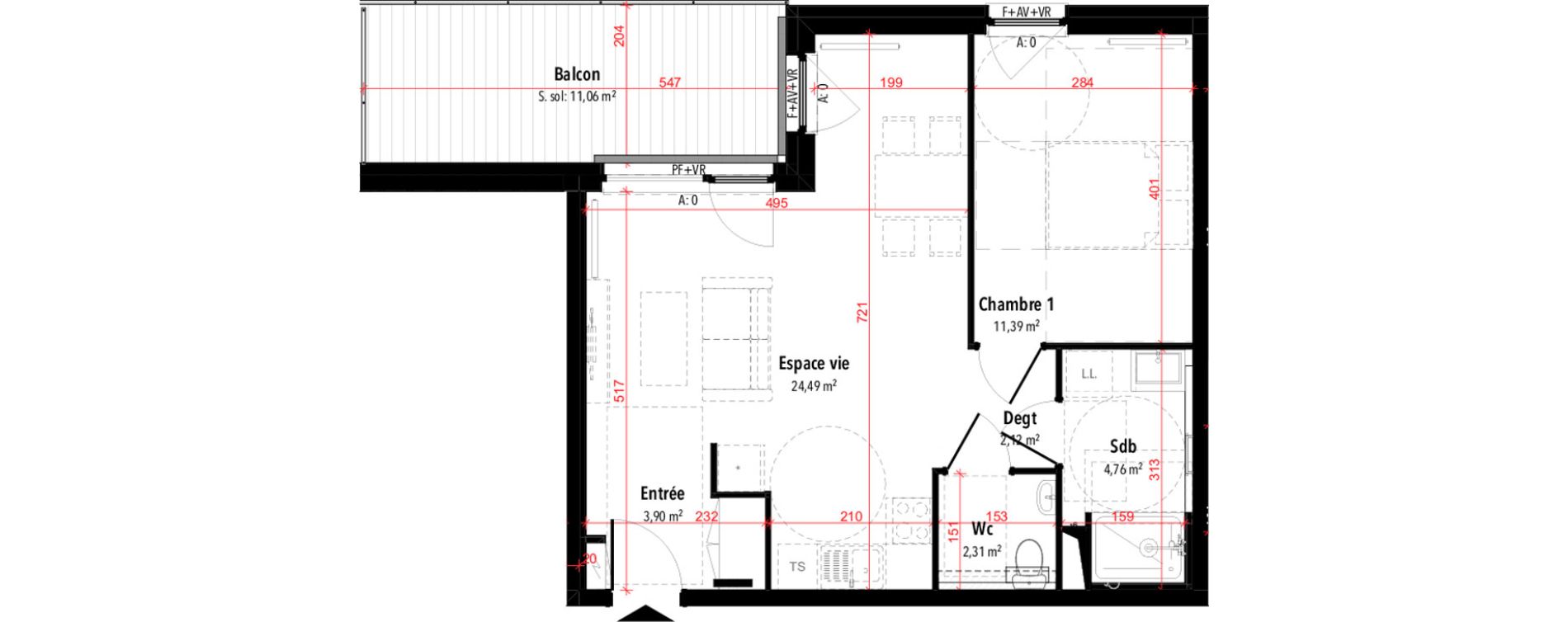 Appartement T2 de 48,97 m2 &agrave; Rixheim Centre