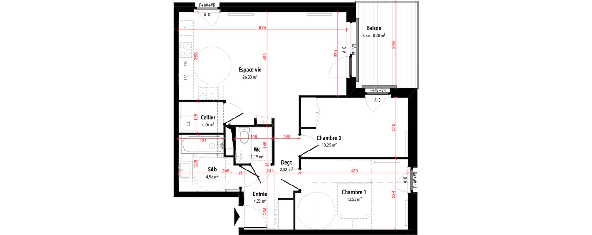 Appartement T3 de 65,56 m2 &agrave; Rixheim Centre