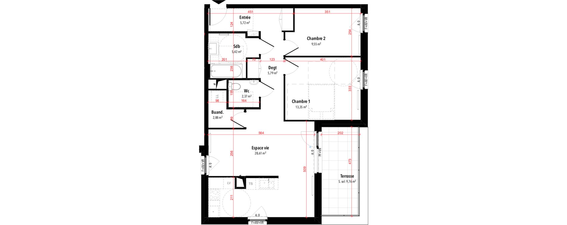 Appartement T3 de 73,69 m2 &agrave; Rixheim Centre