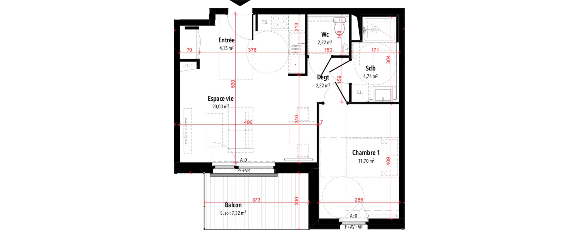 Appartement T2 de 45,06 m2 &agrave; Rixheim Centre