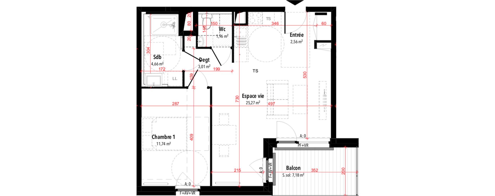 Appartement T2 de 49,20 m2 &agrave; Rixheim Centre