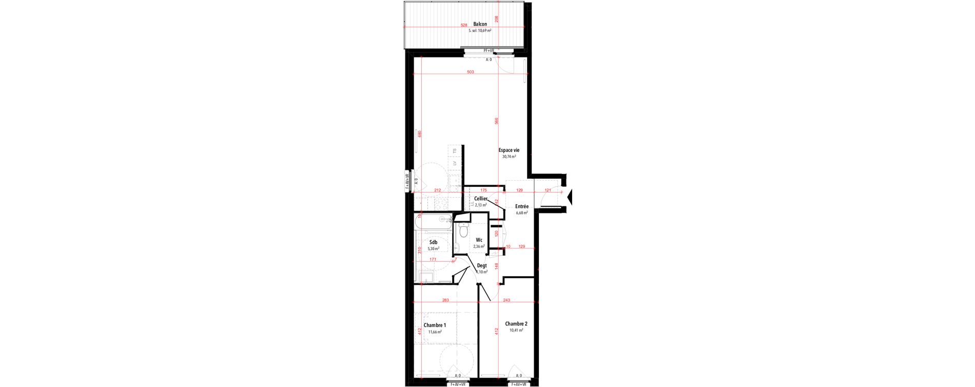 Appartement T3 de 73,38 m2 &agrave; Rixheim Centre