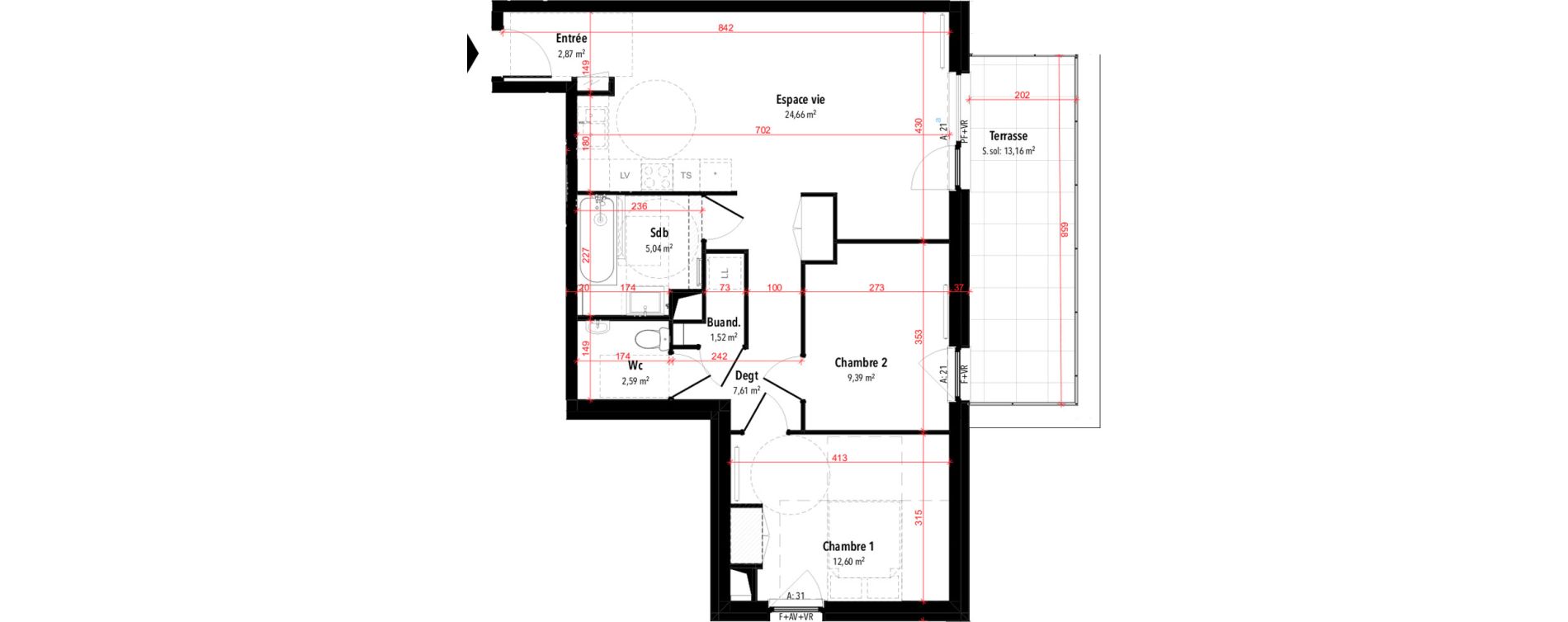 Appartement T3 de 66,28 m2 &agrave; Rixheim Centre