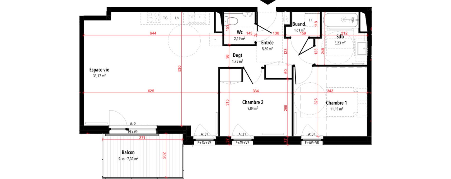 Appartement T3 de 70,72 m2 &agrave; Rixheim Centre