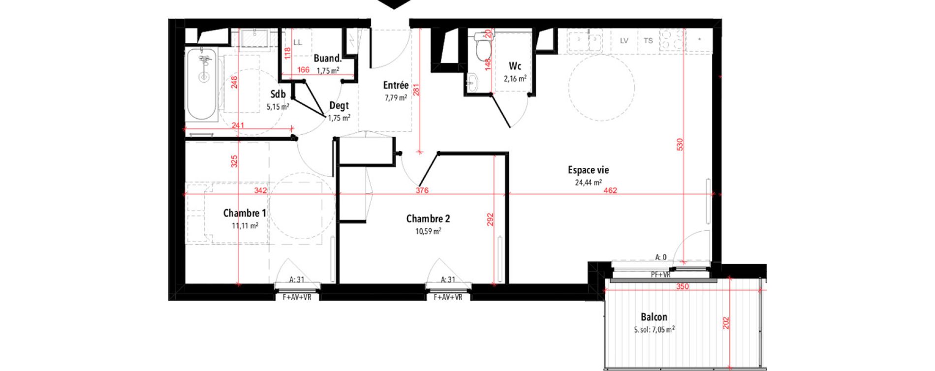 Appartement T3 de 64,74 m2 &agrave; Rixheim Centre