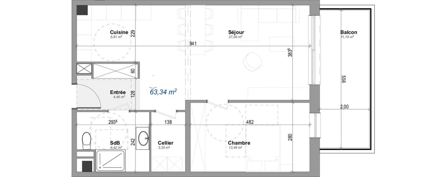 Appartement T2 de 60,61 m2 &agrave; Saint-Louis Neuweg