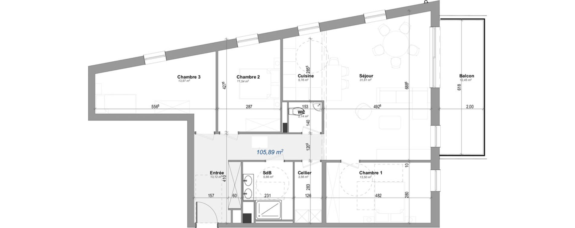 Appartement T3 de 100,86 m2 &agrave; Saint-Louis Neuweg