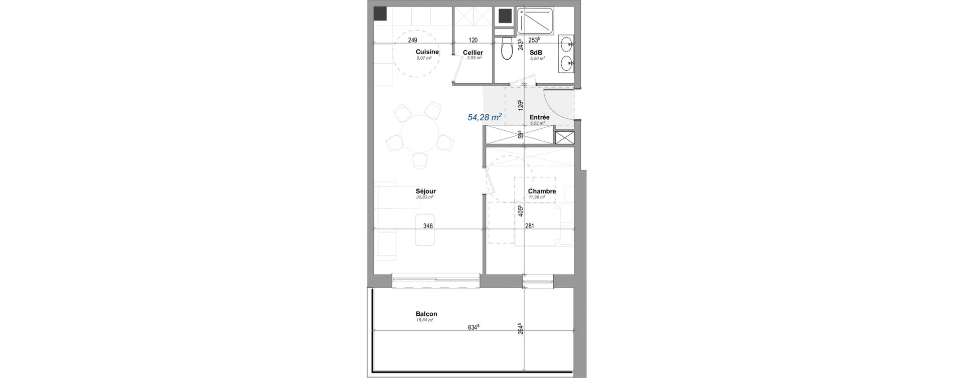 Appartement T2 de 51,73 m2 &agrave; Saint-Louis Neuweg