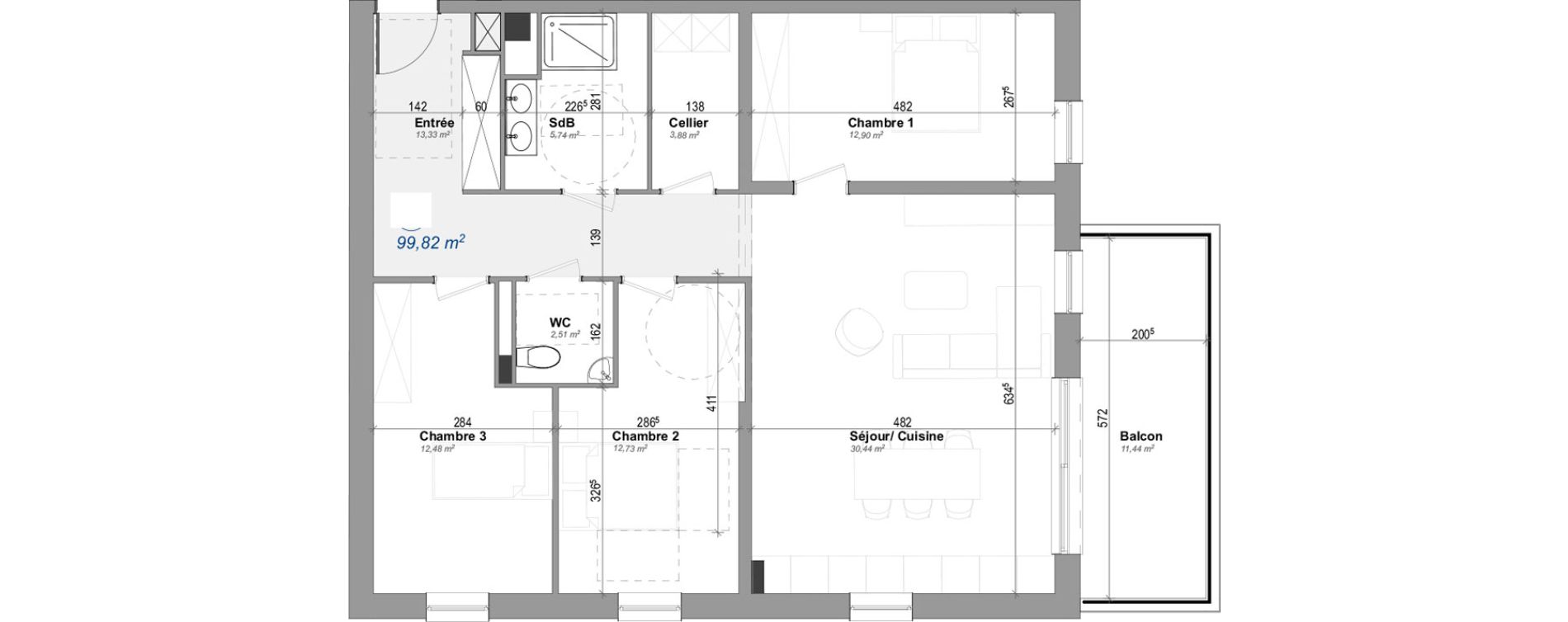 Appartement T4 de 94,01 m2 &agrave; Saint-Louis Neuweg