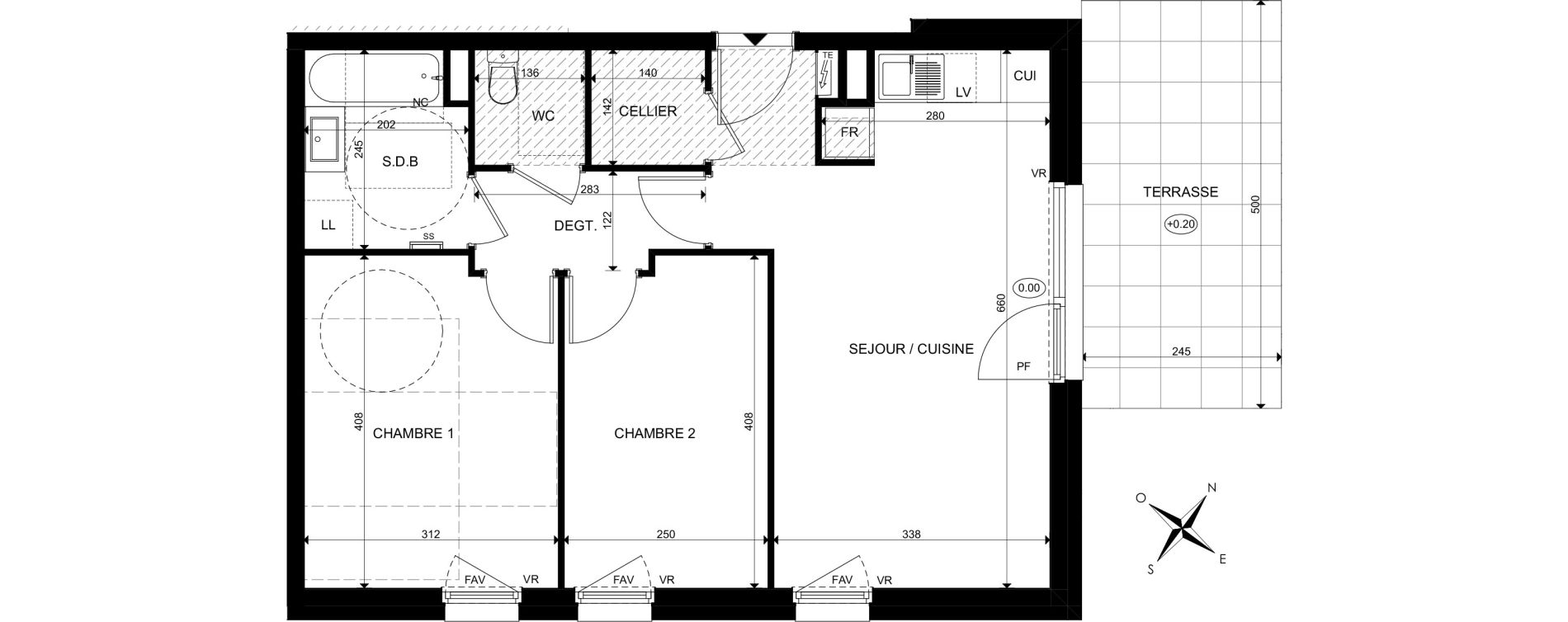 Appartement T3 de 57,89 m2 &agrave; Saint-Louis Centre