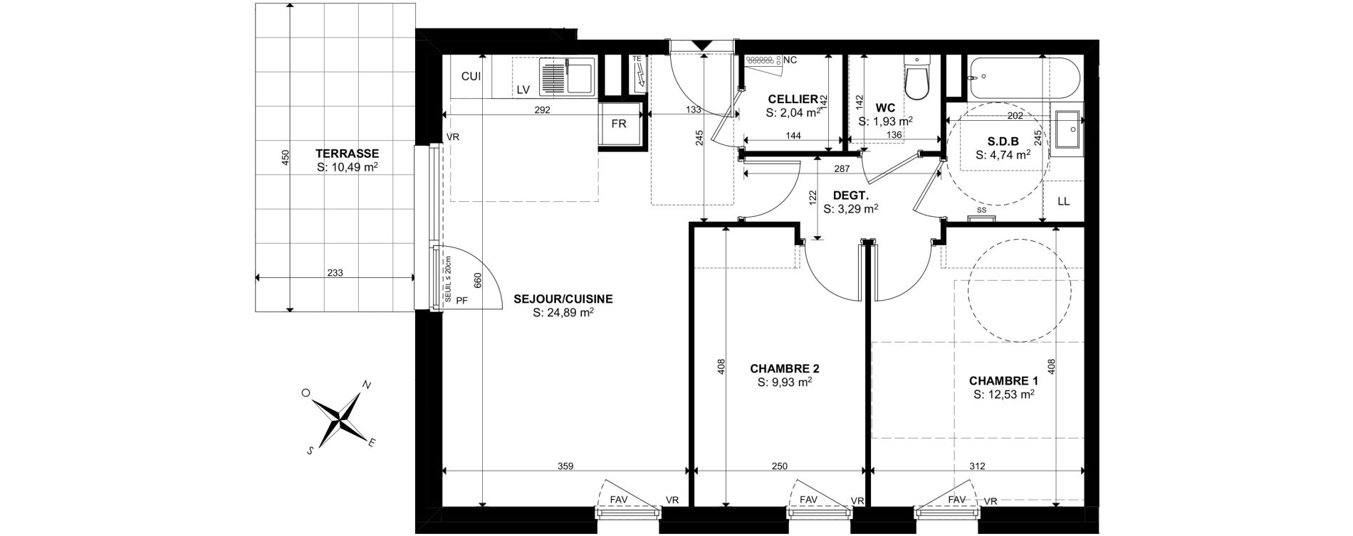 Appartement T3 de 59,35 m2 &agrave; Saint-Louis Centre
