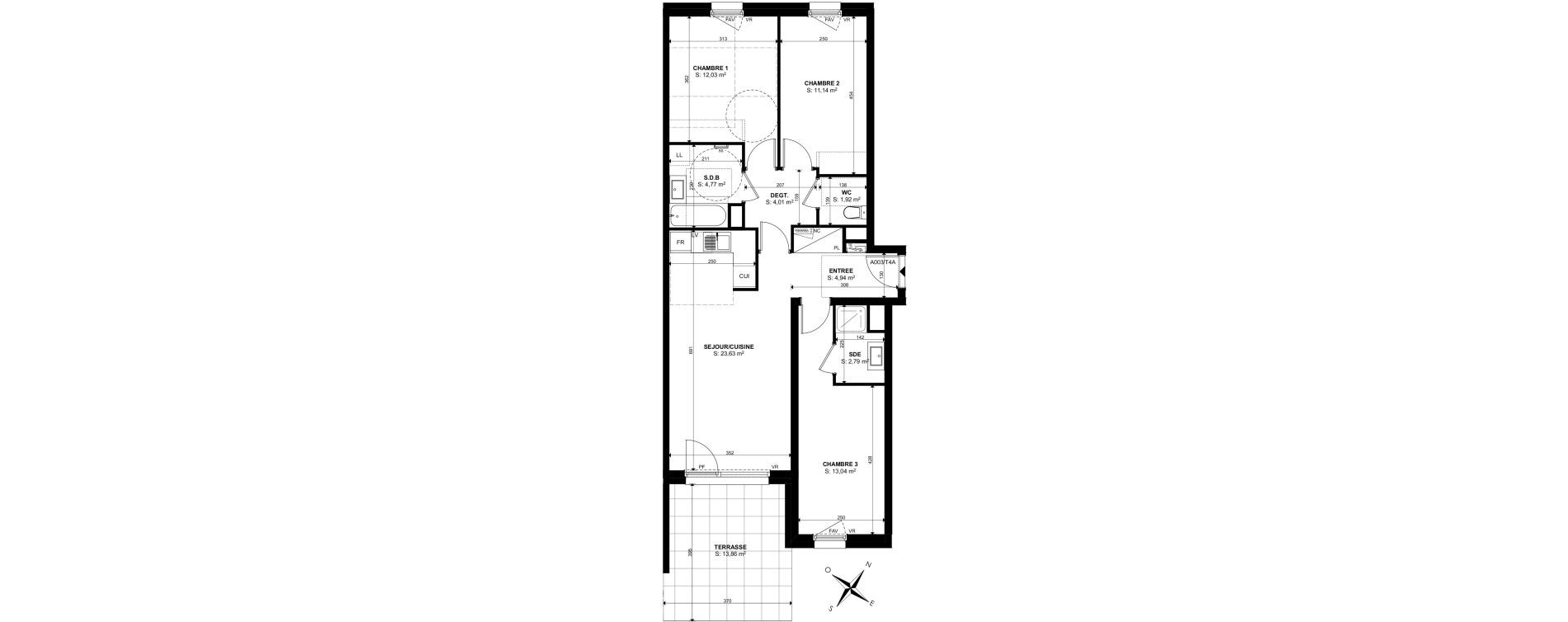 Appartement T4 de 78,27 m2 &agrave; Saint-Louis Centre