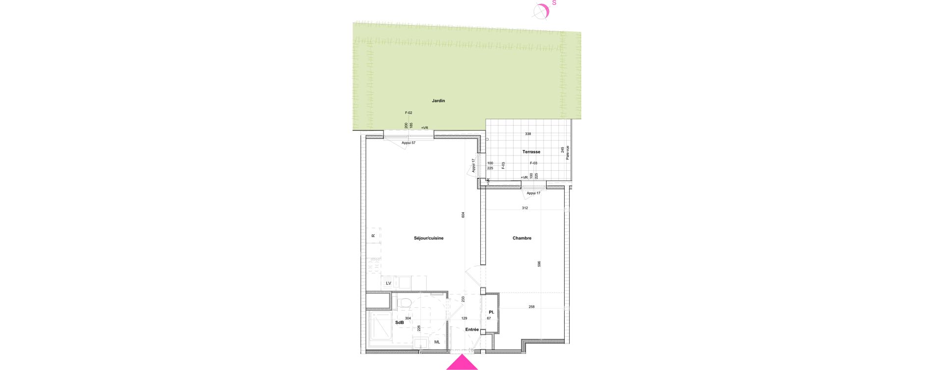 Appartement T2 de 55,17 m2 &agrave; Saint-Louis Bourgfelden