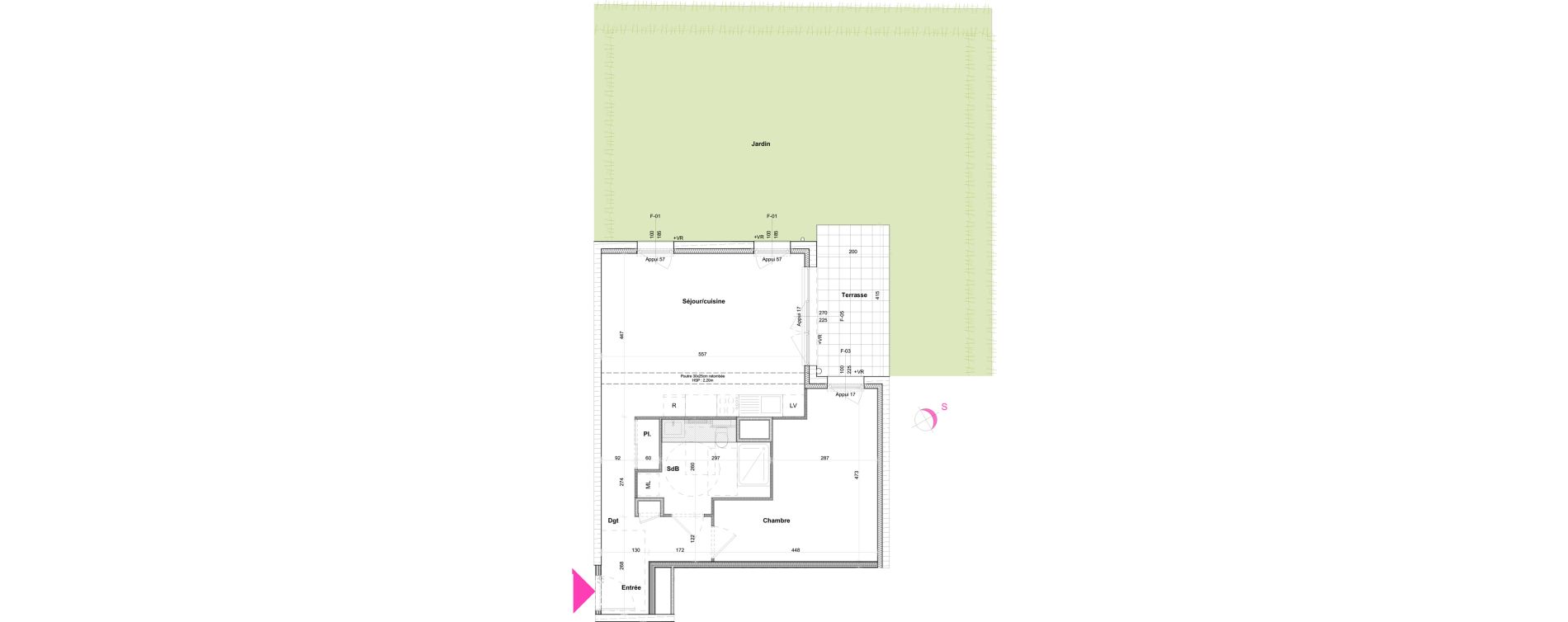 Appartement T2 de 55,94 m2 &agrave; Saint-Louis Bourgfelden