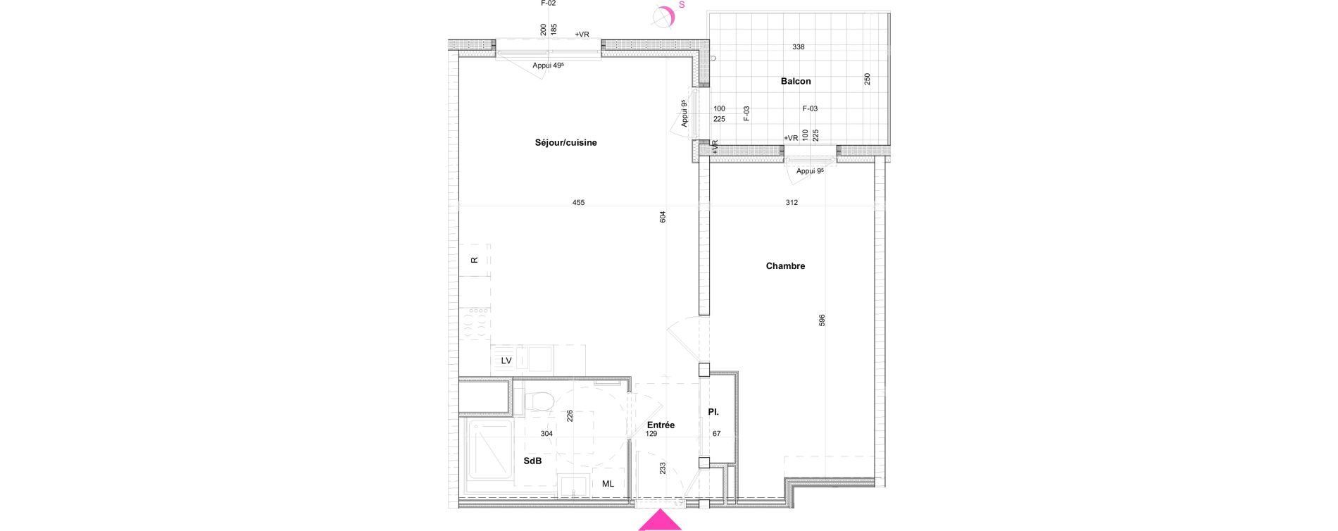 Appartement T2 de 55,08 m2 &agrave; Saint-Louis Bourgfelden