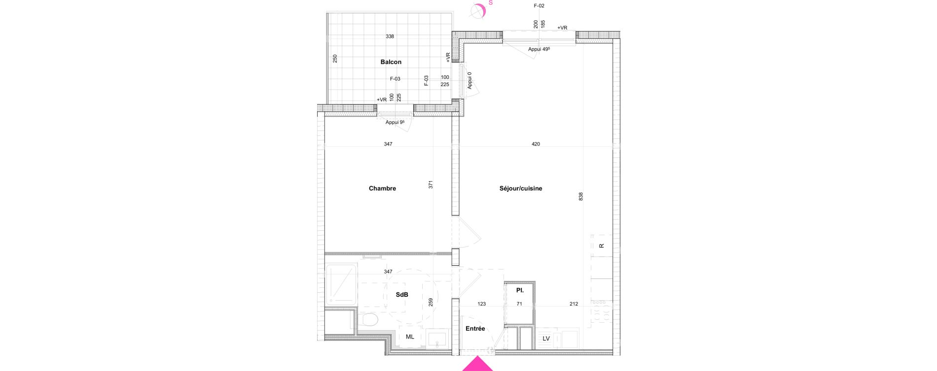 Appartement T2 de 54,57 m2 &agrave; Saint-Louis Bourgfelden