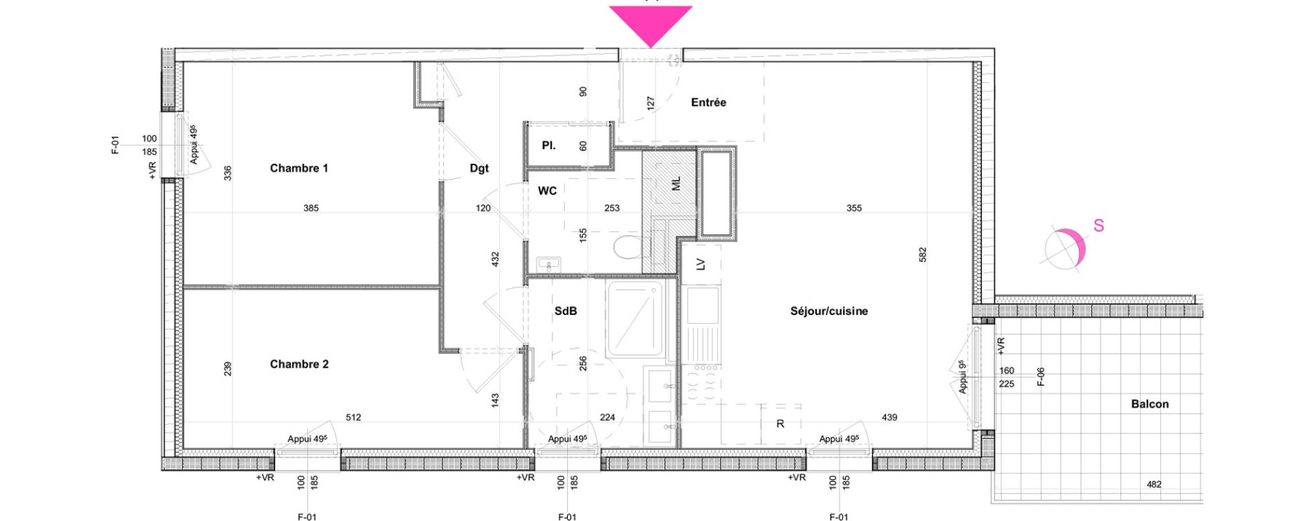 Appartement T3 de 65,66 m2 &agrave; Saint-Louis Bourgfelden