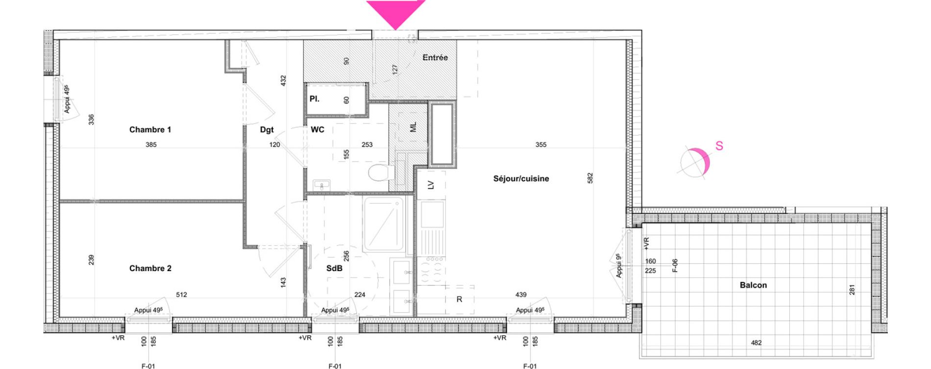 Appartement T3 de 65,66 m2 &agrave; Saint-Louis Bourgfelden