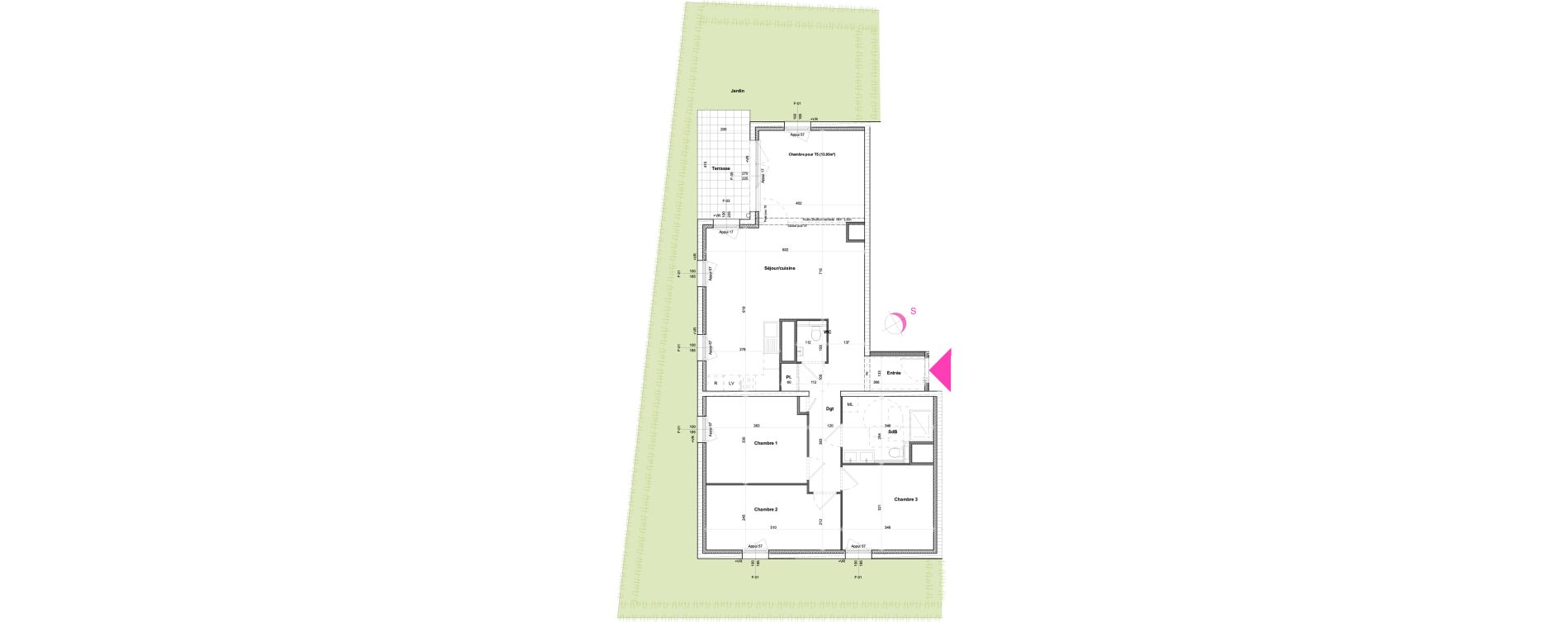 Appartement T4 de 101,01 m2 &agrave; Saint-Louis Bourgfelden