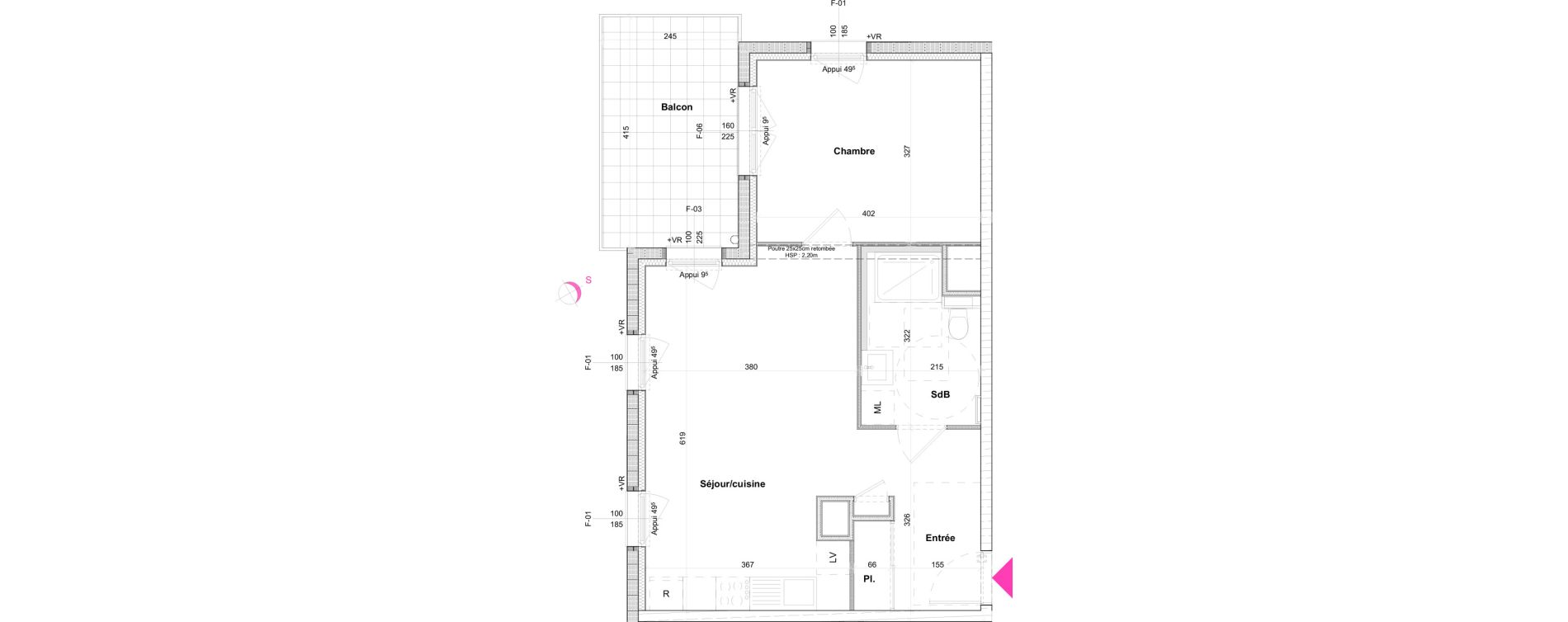 Appartement T2 de 49,54 m2 &agrave; Saint-Louis Bourgfelden