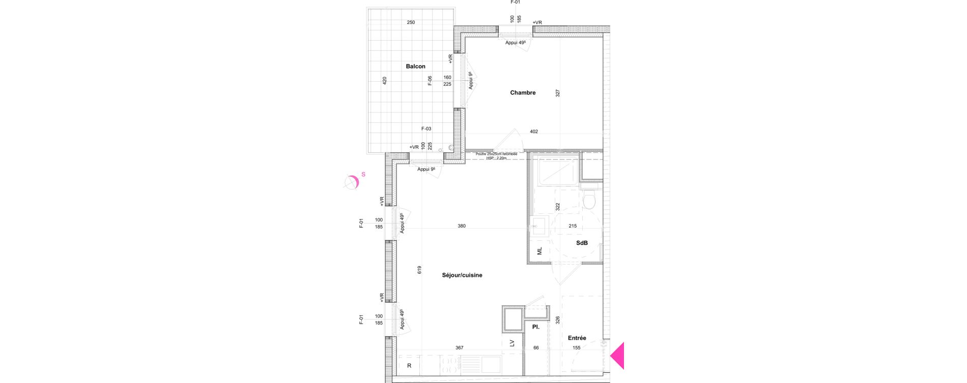 Appartement T2 de 49,54 m2 &agrave; Saint-Louis Bourgfelden