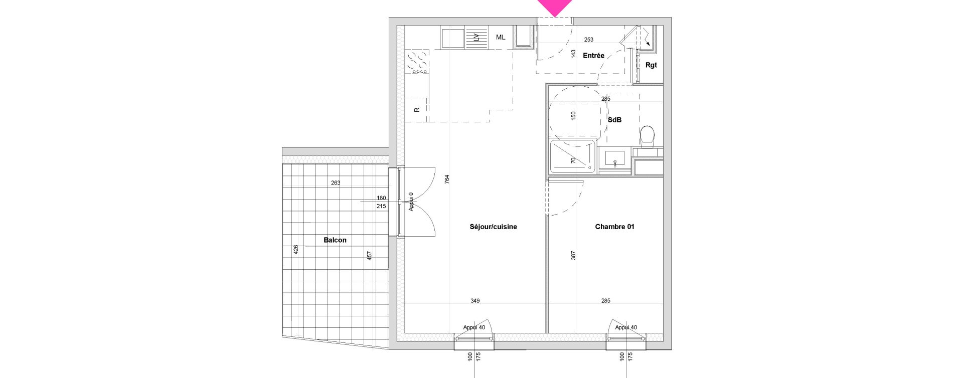 Appartement T2 de 46,83 m2 &agrave; Saint-Louis Bourgfelden