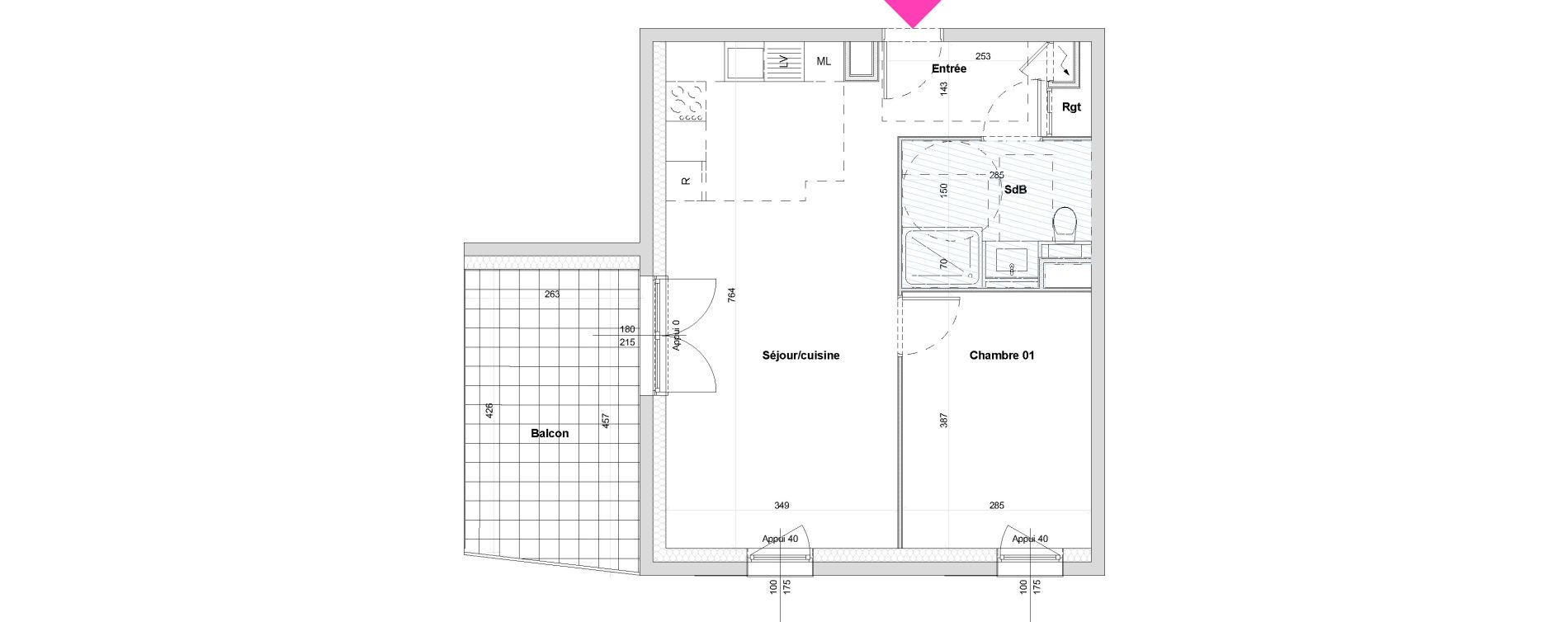 Appartement T2 de 46,83 m2 &agrave; Saint-Louis Bourgfelden