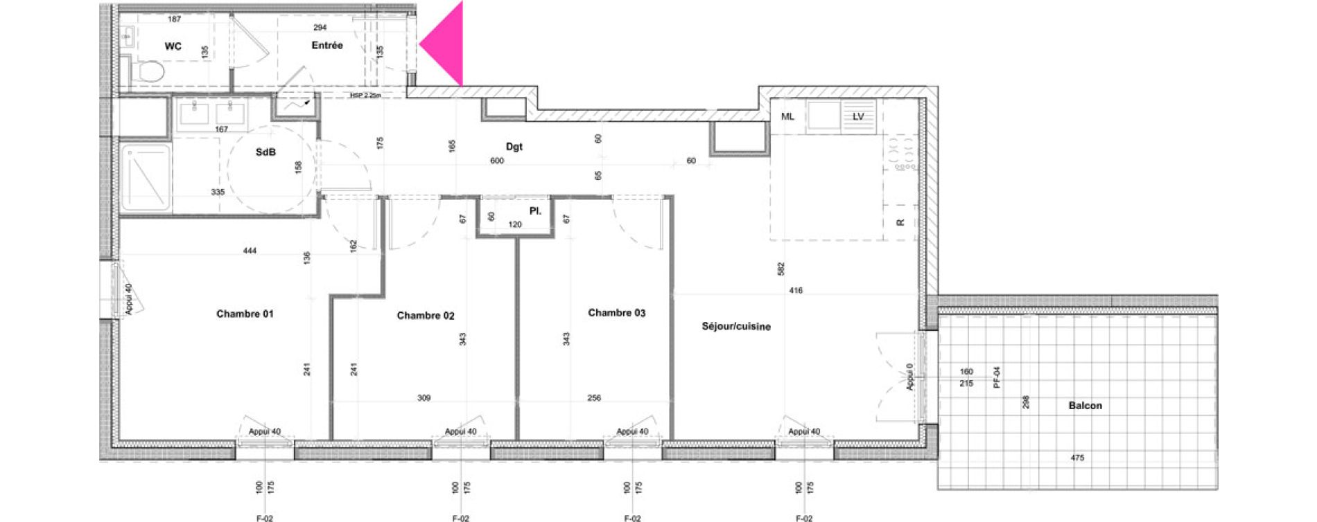 Appartement T4 de 80,19 m2 &agrave; Saint-Louis Bourgfelden