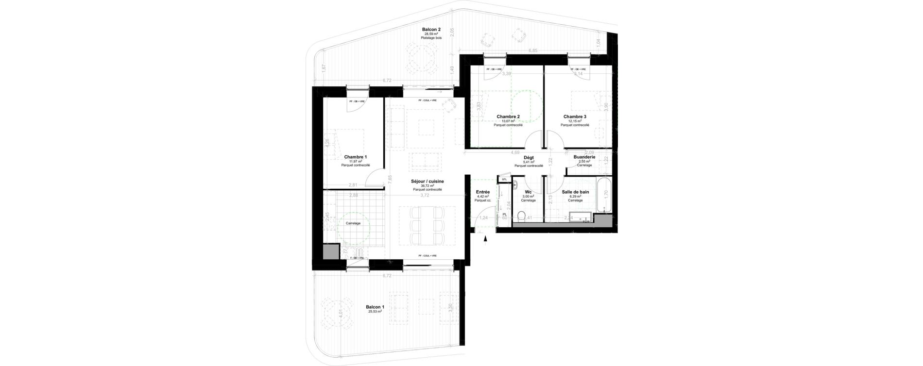 Appartement T4 de 95,58 m2 &agrave; Saint-Louis Neuweg