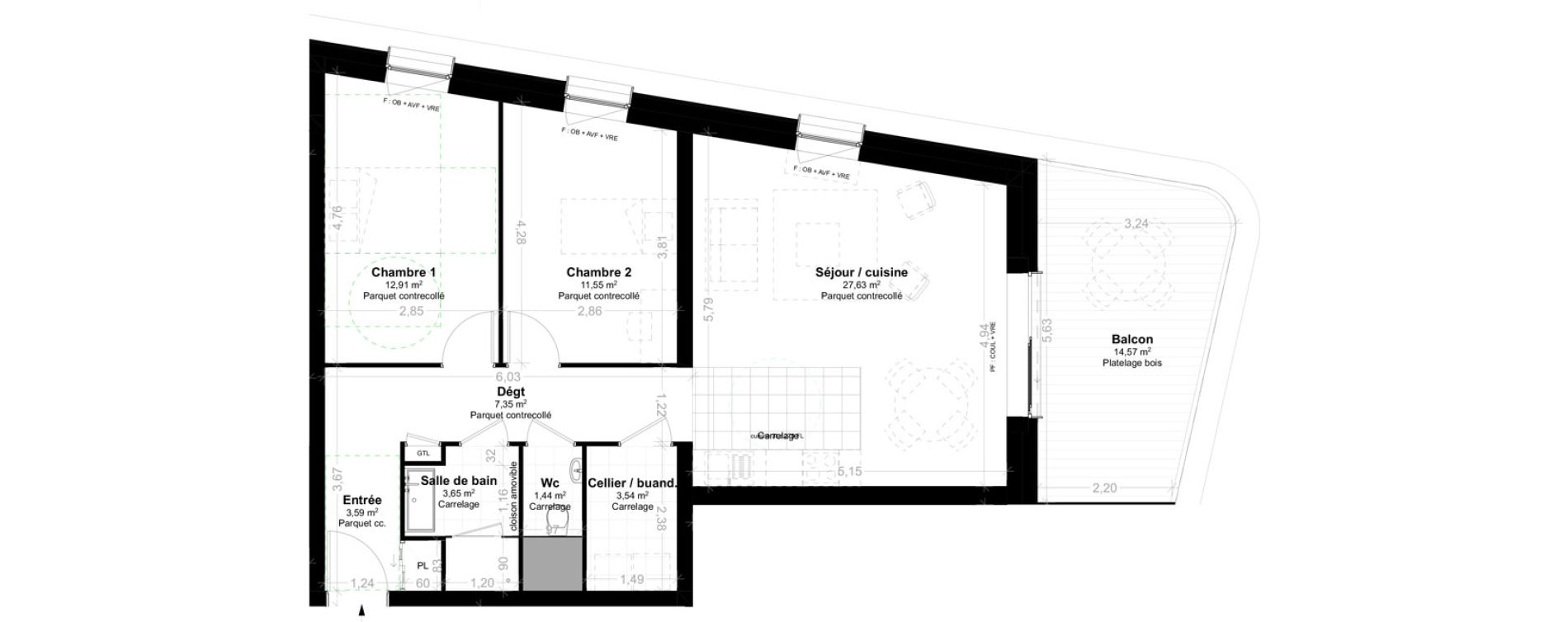 Appartement T3 de 71,66 m2 &agrave; Saint-Louis Neuweg
