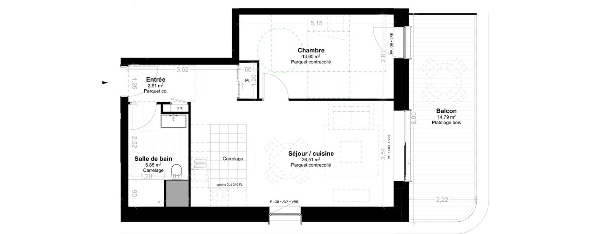 Appartement T2 de 48,57 m2 &agrave; Saint-Louis Neuweg