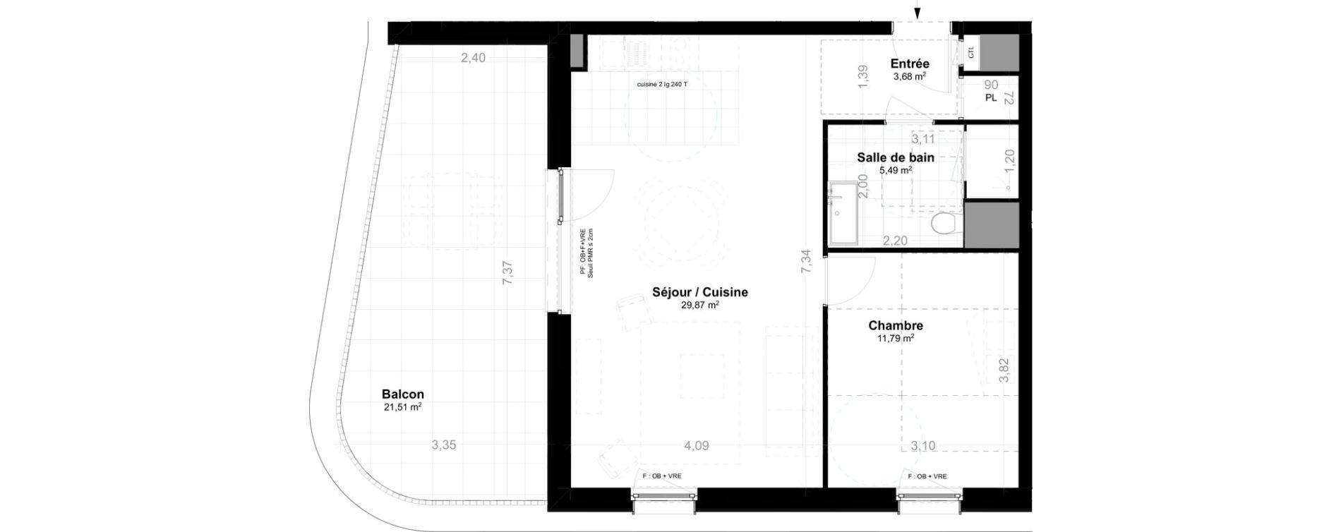 Appartement T2 de 50,83 m2 &agrave; Saint-Louis Neuweg