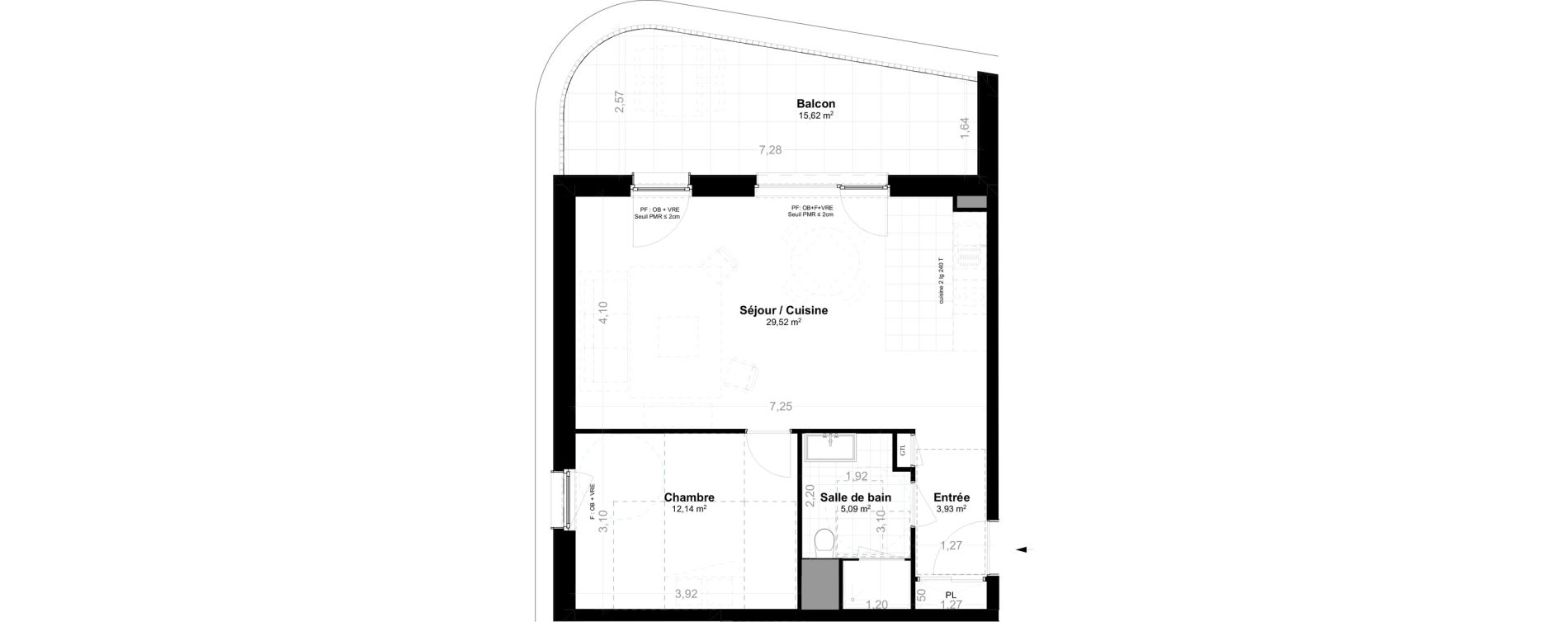 Appartement T2 de 50,68 m2 &agrave; Saint-Louis Neuweg