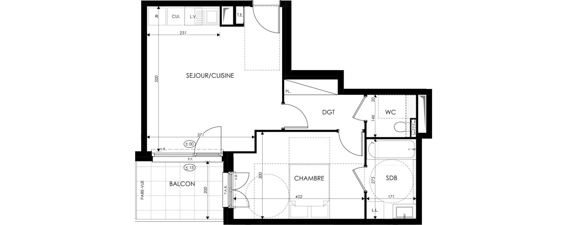 Appartement T2 de 46,38 m2 &agrave; Saint-Louis Centre